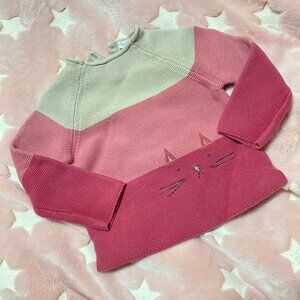 Next Girls Pink Cat Raglan Sweater 4T